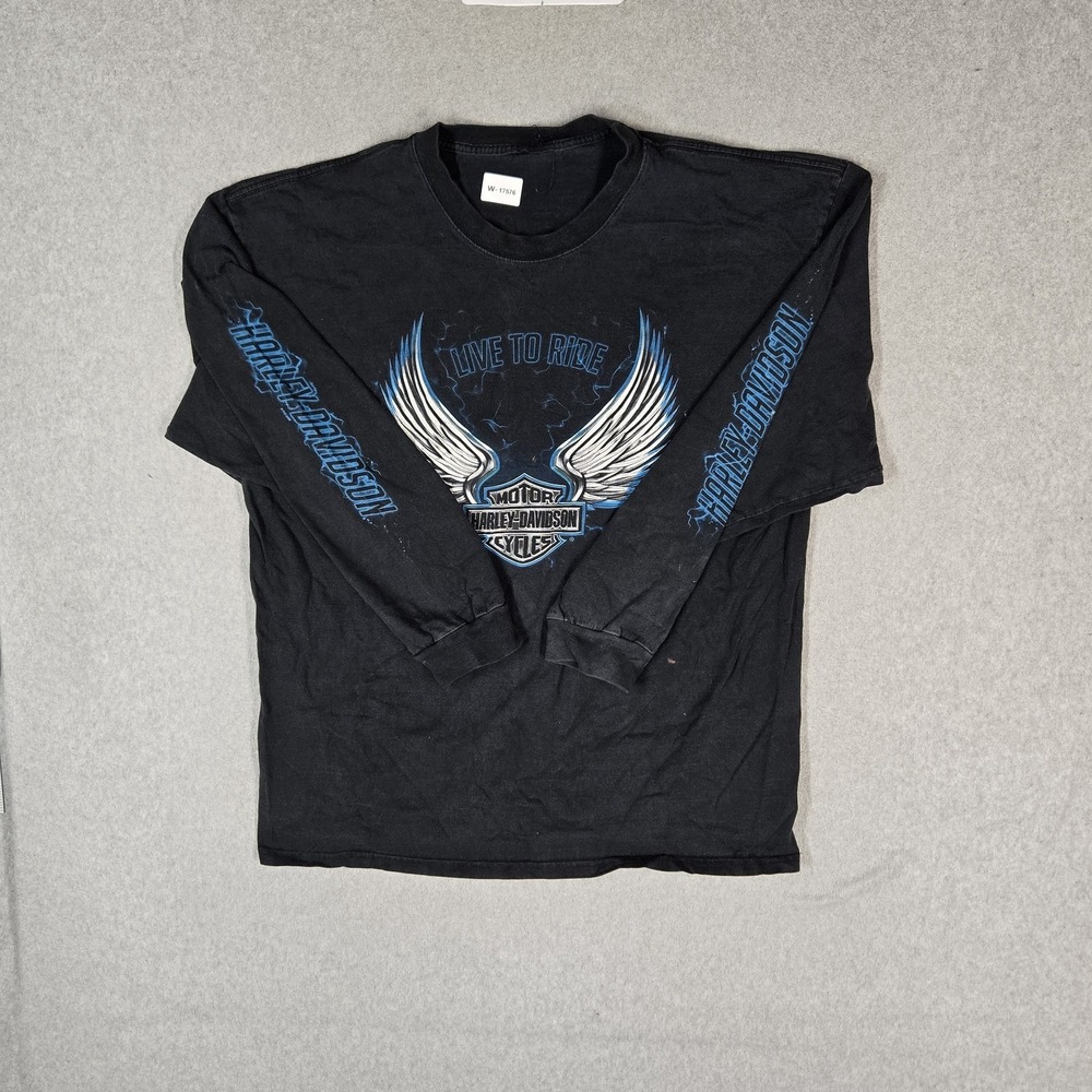VINTAGE Harley-Davidson Men Shirt L St. Petersburg Florida Y2K Angel Wings READ